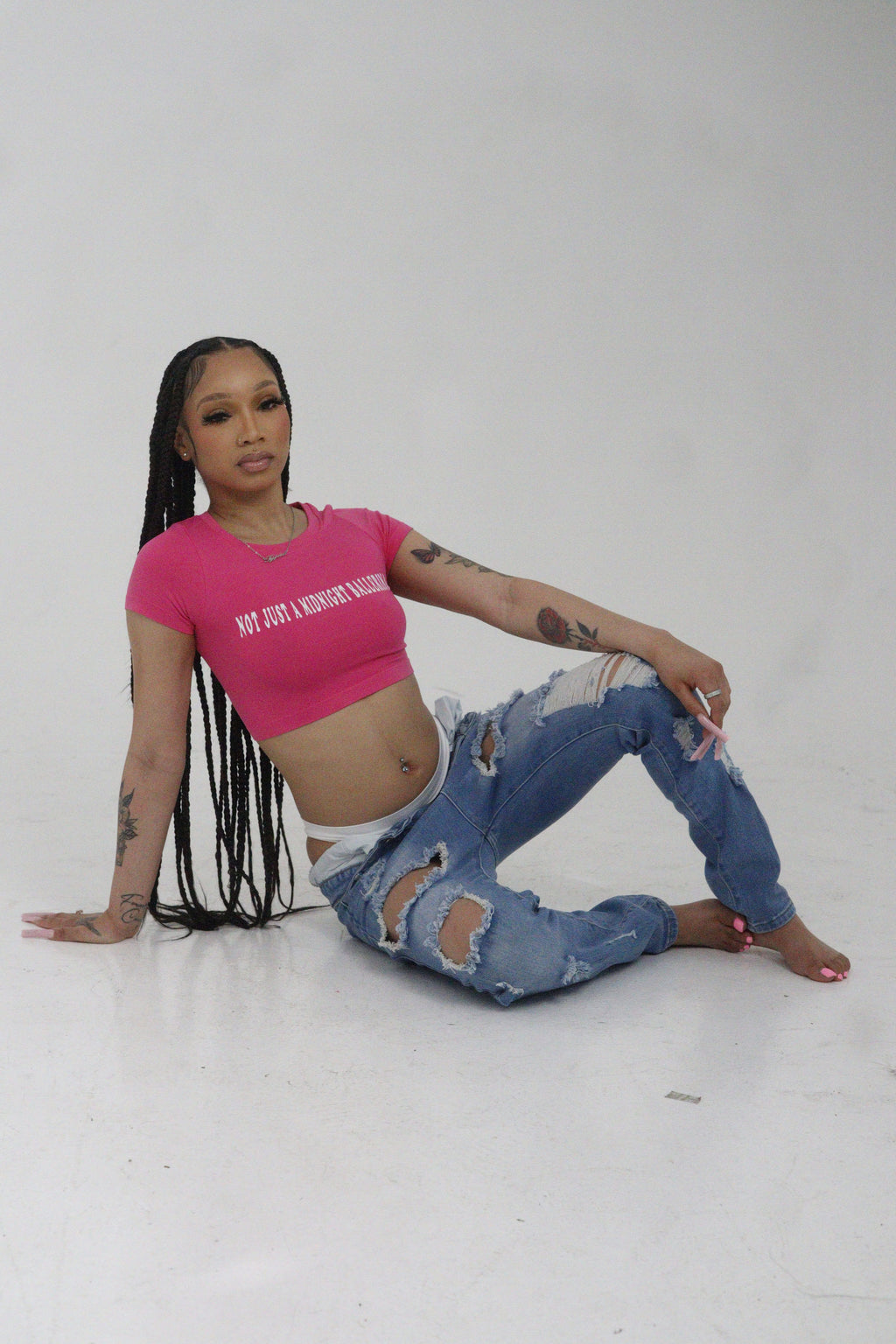 Pink ‘ Midnight Ballerina’ Crop Top Tee